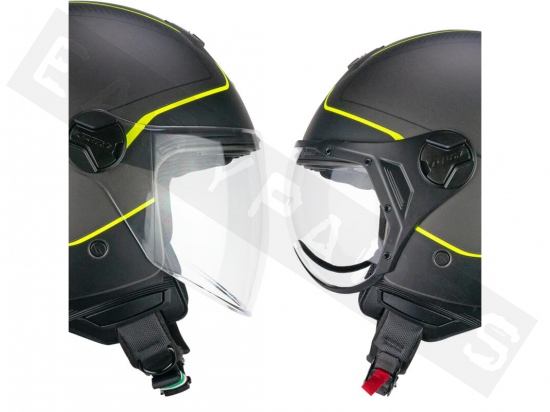 Helmet Demi Jet CGM 167G FLO WAY anthracite/yellow satin (shaped visor)